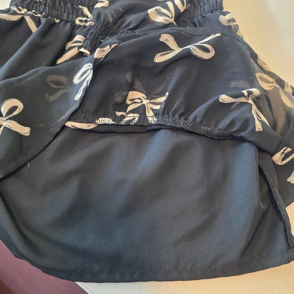Carter's Chiffon Bow Dress Kids Size 4 Black Long Semi-Sheer Sleeve Tiered Lined